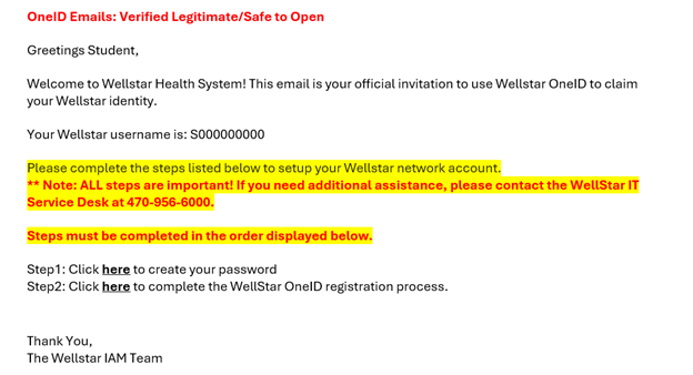 Sample OneID Email