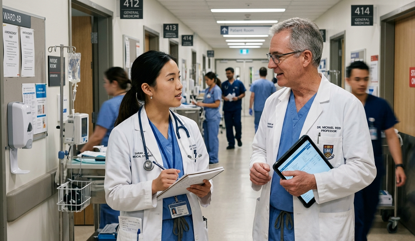 Clinical education professionals collaborating in a healthcare setting