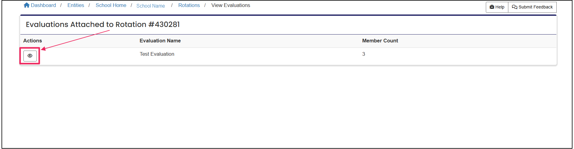 evaluations attached to rotation page