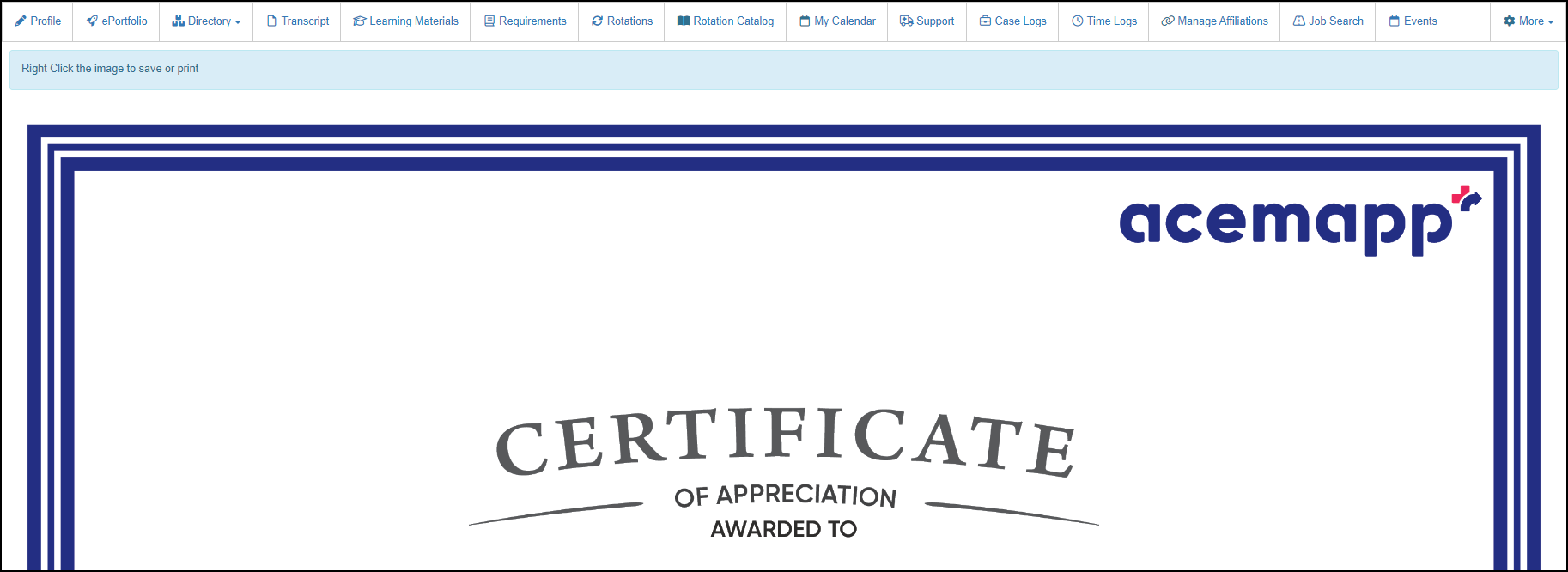 Certificate example.
