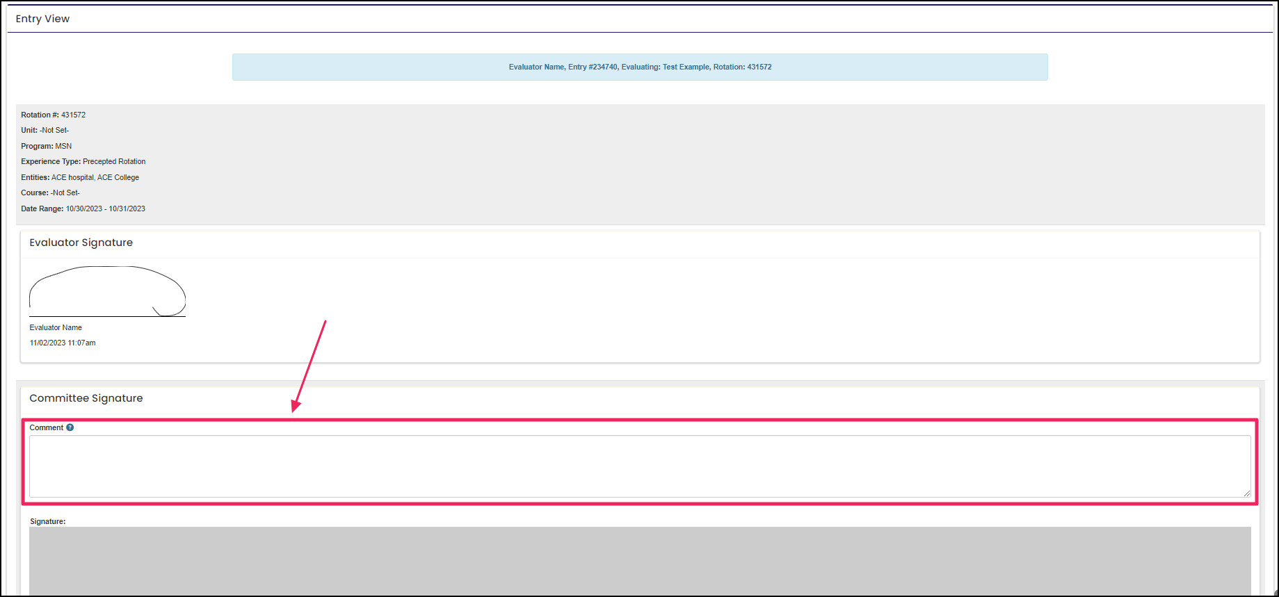 Committee comments area.