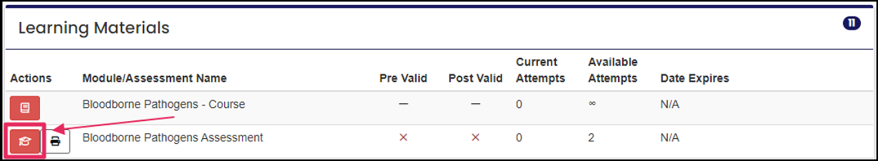 Learning Materials section pointing to Take Course button.