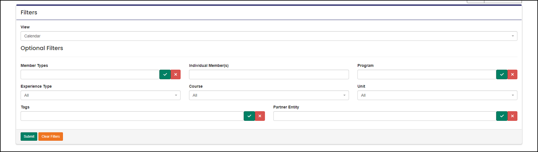 Schedule Report filters example.