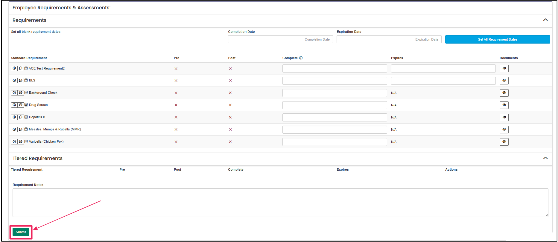 Submit button highlighted