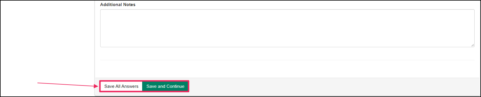 Complete Entry form example highlighting Save All Answers and Save and Continue button.